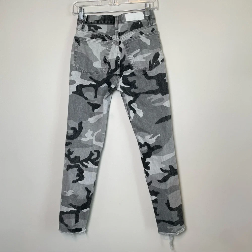Re/Done Camo High Rise Ankle Crop Stretch Jeans